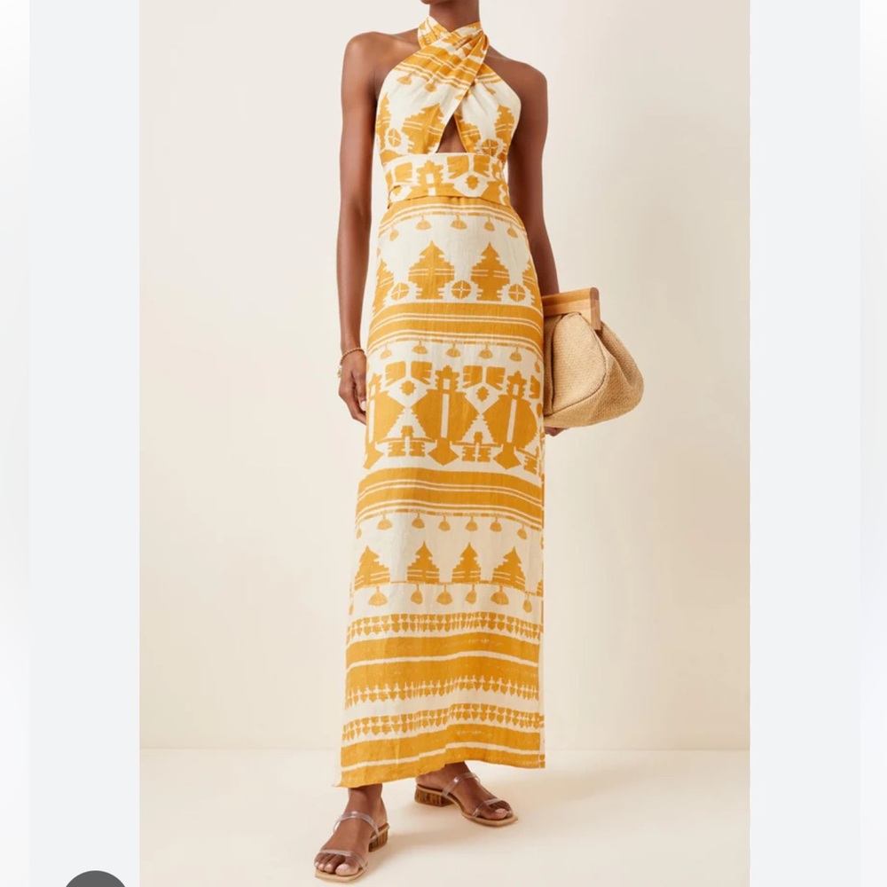 Johanna Ortiz Facundo Printed Linen Maxi Dress